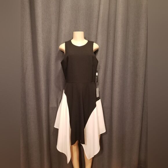 Maggy London Black a d white Midi Dress NWT size 10 - Picture 7 of 13